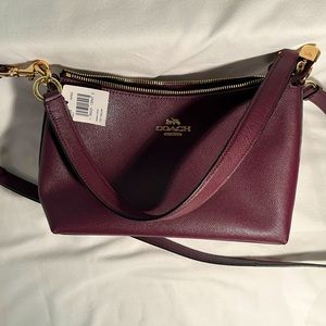 COACH LEWIS CONVERTIBLE SHOULDER CROSSBODY CROSSGRAIN BAG RAISIN 80058